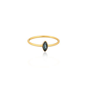 Natural Blue Topaz Gemstone Solid 925 Sterling <b>Silver</b> Yellow Gold <b>Plated</b> Women Designer Ring Birthstone Gift Minimalist Jewelry - Product Image 1
