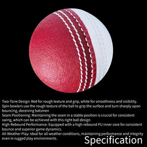 Ballon de cricket professionnel de qualité supérieure, 4 pièces, double couture, en caoutchouc, couleurs personnalisées, logo, construction de haute qualité pour les matchs sportifs - Product Image 2