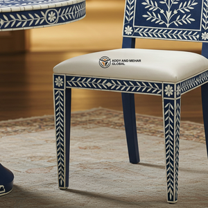 Chaise de salle à manger florale en incrustation d'os, élégante et luxueuse, faite à la main, siège en bois décoratif, mobilier artisanal de qualité supérieure - Product Image 5