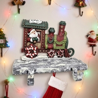 Support à chaussettes vintage en fonte, motif train du Père Noël et neige, thème de Noël, décoration suspendue pour salon, cheminée, cadeau de fêtes