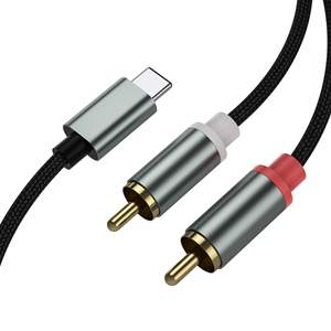 Câble répartiteur en Y stéréo Hi-Fi double <span class=keywords><strong>RCA</strong></span> mâle USB-C AlyKets, paire torsadée en cuivre pur, PVC CE/FCC pour <span class=keywords><strong>iPhone</strong></span> - Product Image 1