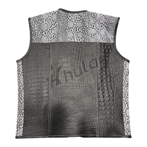Gilet de motard en cuir camouflage noir personnalisé pour hommes, design unique, taille plus, veste vintage, vêtements d'extérieur - Product Image 5