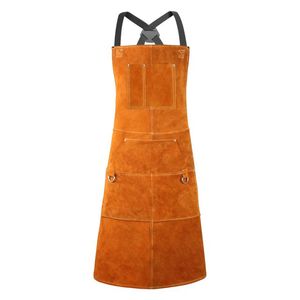 Work <b>Apron</b> Custom LOGO Cowhide <b>Leather</b> Welding <b>Apron</b> Welder Protection <b>Apron</b> Protector - Product Image 1