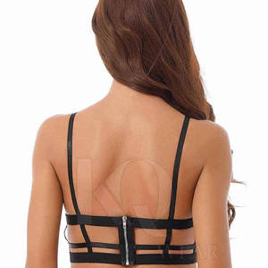 Soutien-gorge en cuir léger et respirant pour femme, grande taille, avec couche intérieure douce, logo frontal, maintien élevé, style minimaliste - Product Image 2