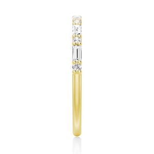 9K Gold Wedding Band with Emerald Cut Moissanite Diamond Elegant Moissanite <b>Rings</b> - Product Image 3