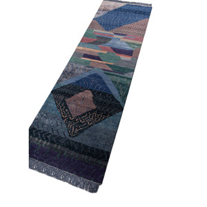 Tapis Manchaha bleu noué à la main en laine et soie de bambou, épaisseur 10 mm, motif géométrique abstrait pour la maison, couloir, modèle rectangulaire - Les-2789 - Product Image 2