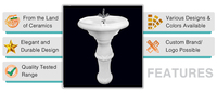 Lavabo à main en céramique blanche de haute qualité avec piédestal de forme ovale en forte demande pour les articles sanitaires