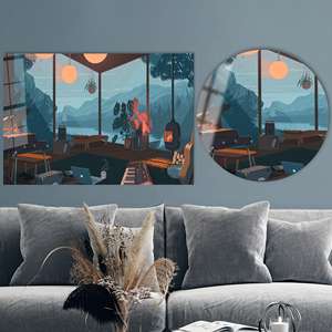 Cuadro en Lienzo Impreso con Vista Urbana Moderna y Estilo Anime Lo-fi, Arte en Vidrio Templado - Product Image 1