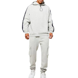 Ropa de deporte ajustada de talla grande para hombre, ropa deportiva de dos piezas, chándal de moda transpirable bordado para otoño - Product Image 1