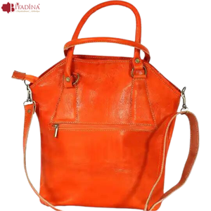 กระเป๋าถือหนังแท้สีส้มโมร็อกโก Biyadina แบบสามสายสะพาย ดีไซน์ทันสมัยสำหรับผู้หญิง ผลิตด้วยมือ พร้อมซิปและตัวล็อค - Product Image 5