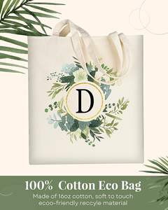 Bolsa de lona reutilizable de algodón grande, ecológica, con diseño de letras y logotipo, duradera para compras, de alta calidad, con MOQ bajo. - Product Image 4