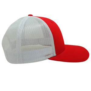 Sombrero de camionero rojo bordado, gorra estructurada con patrón de dibujos animados de 6 paneles, malla blanca, hebilla de plástico de un solo pecho, Unisex de alta calidad - Product Image 4