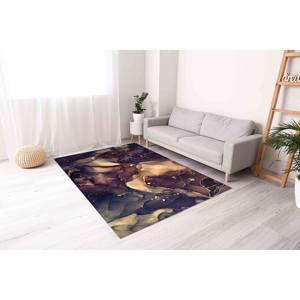 Brown and <b>Gold</b> Marble Rug: Abstract Shimmery Design,Chenille Rug - Product Image 3