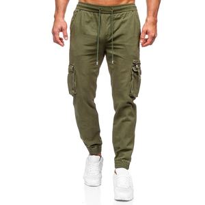 กางเกงคาร์โก้ผู้ชายน้ำหนักเบาดีไซน์ตามสั่งกางเกงลำลองทำงานผ้าฝ้ายระบายอากาศได้มีหลายกระเป๋าเอวกลางทรงตรง - Product Image 2