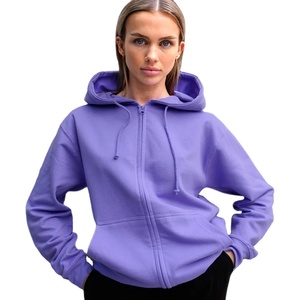 Sweat à capuche zippé en polaire pour femme avec logo frontal, coupe classique pour l'automne/hiver - Product Image 1