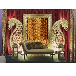 กรอบไฟเบอร์มุสลิม walima กรอบสไตล์อินเดียสำหรับงานแต่งงานกรอบไฟเบอร์กลาสแกะสลักสีทองสำหรับเวทีแต่งงาน - Product Image 1