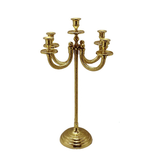 Chandelier à 3 bras en métal doré classique et élégant, centre de table pour mariage, fête et décoration de la maison, aluminium vintage - Product Image 5