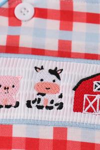 Cómodo elegante Jonjon Romper Baby Blue Farm bordado Smocked traje de algodón de una pieza para uso diario vestidos de bebé - Product Image 4