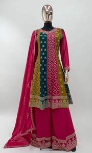 MAGNIFIQUE TENUE DE FÊTE ENTIÈREMENT COUSSÉ ROBE DE STYLE AFGHANI AVEC UNE COULEUR ÉLÉGANTE ET UN TISSU DE SOIE DE TRAVAIL BRODÉ VÊTEMENTS DE FESTIVAL - Product Image 6