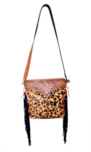 Bolso de Hombro de Cuero Vacuno Estilo Vaquero Occidental con Flecos para Mujer - Product Image 3