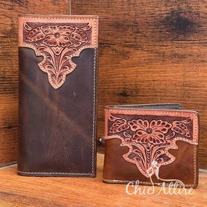 Venta caliente de lujo cuero de vaca mecanizado a mano RFID bloqueo titular de la tarjeta de crédito carteras y diseñador de lujo cartera larga conjuntos combinados - Product Image 1