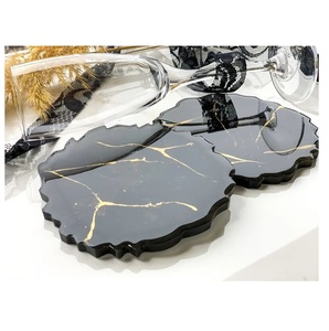 Handmade <b>Black</b> round Stone <b>Coasters</b> Dining & Kitchen Mats & Pads for Office Desktop Use - Product Image 3