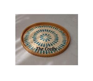 แผ่นเสียงช็อคโกแลตทรงกลมทำจากหวายและหอยมุกสำหรับเสิร์ฟอาหาร - Product Image 2