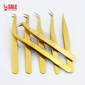 Pinzas para Extensión de Pestañas con Punta de Fibra, Probadas a Mano, de Acero Inoxidable, Agarre Fuerte, Ligeras, Herramienta Profesional para Pestañas - Product Image 1