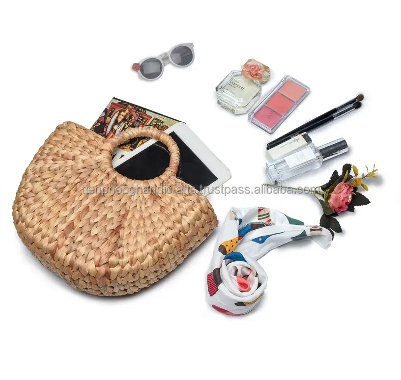 High Quality Water Hyacinth Handle Bag 29x18 cm | Straw Bag, Woven Bag, Vietnam Long-lasting Material Bag Eco-friendly