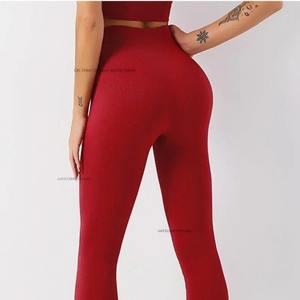 Leggings de gimnasia para mujer, mallas acanaladas sin costuras para mujer, mallas de realce de cintura alta para mujer, pantalones de Fitness ajustados a rayas para mujer, deporte - Product Image 4