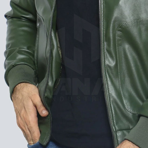 Chaqueta de cuero acolchada para hombre con calidez extra, puños acanalados y diseño de bolsillo exterior funcional - Product Image 6