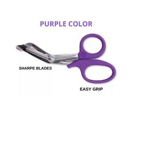 Tijeras para Vendajes de Primeros Auxilios, Mango de Plástico Morado, Tijeras Quirúrgicas Médicas de Acero Inoxidable - Product Image 3