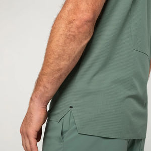 Poliéster/algodón de alta calidad personalizado para hombres para camisas Color sólido personalizado logotipo personalizado servicio OEM Casual gimnasio de punto - Product Image 4