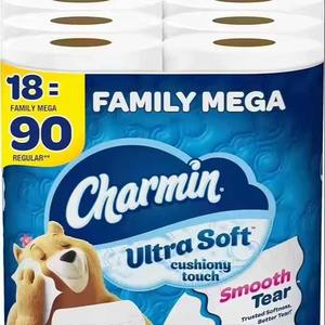 Charmin-Ultra Soft Touch <b>Toilet</b> <b>Paper</b> 18 Family Mega <b>Rolls</b> = 90 Regular <b>Rolls</b> Made with Bamboo Pulp Fluff Pulp - Product Image 2