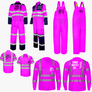 Ensemble de vêtements de travail à col ras du cou en polyester durable personnalisé avec caractéristiques de sécurité réfléchissantes Conception boutonnée imperméable - Product Image 1