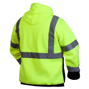 Custom Logo Hi <b>Vis</b> Workwear Safety <b>High</b> Visibility Breathable Solid Fleece With Reflective Hoodie For Sale - Product Image 3