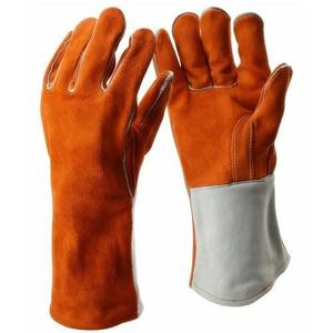 Gants de sécurité à manches longues résistants à la chaleur à double paume Gants de soudage en cuir pour four à barbecue avec pièces haute visibilité - Product Image 1