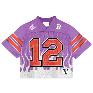 Custom American Football Jersey Streetwear Retro Printed Quick Dry Oversized T-shirts Boxy <b>Cropped</b> Mesh 100% Polyester - Product Image 1