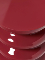 Nouvelle table en laque rouge sculpturale à couches superposées, design dernier cri, pièce d'accent artistique brillante, OEM ODM de l'usine du Vietnam