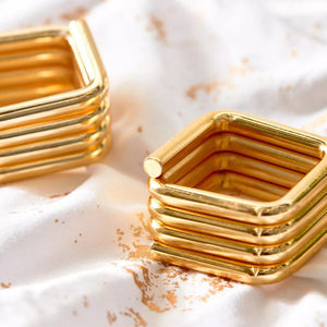 Square Napkin <b>Rings</b> Color-<b>Retaining</b> Electroplated Metal Napkin <b>Rings</b> for Western Restaurant Table Decoration - Product Image 1