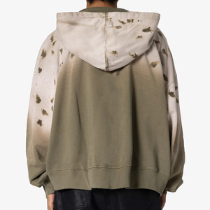 Sweat à capuche homme streetwear oversize épais déchiré, logo personnalisé, effet soleil délavé, vieilli, vintage, zippé, délavé à l'acide, automne, ODM - Product Image 2