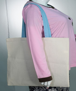 Bolso de mano personalizable de algodón orgánico 100%, gran capacidad, lona, cordón, cremallera, bolso de compras reutilizable a la moda, logotipo personalizado - Product Image 2