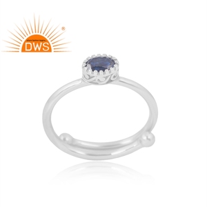 Anillo de piedras preciosas de zafiro azul Natural de Plata de Ley 925, joyería personalizada para mujer, regalo para ella - Product Image 1