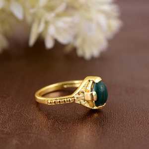 New Arrival Boho Malachite Gemstone <b>Ring</b> Dainty Brass Jewelry Women 18K Gold Plated Vintage <b>Statement</b> <b>Rings</b> Wholesale/OEM/ODM - Product Image 2
