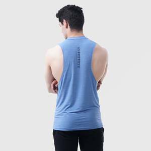 Men's Athletic Drop Arm Tank Light Blue Size XL Cotton Gym Vest Workout Singlet with Hood 3D Rhinestone Design Plain Tank <b>Top</b> - Product Image 2