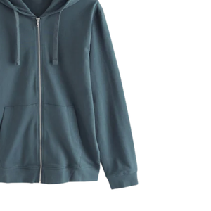 Sweat à capuche uni vert sarcelle à fermeture éclair unisexe, vêtement d'hiver, sweat à capuche en polaire doux, décontracté, confortable, style streetwear - Product Image 4