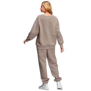 Pantalones de chándal holgados de 2 piezas de otoño e invierno personalizados para mujer, sudadera de gran tamaño, conjuntos de salón de invierno transpirables, tejido con bolsillos - Product Image 4