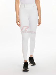 Pantalones elegantes para mujer, venta al por mayor, cómodos, ligeros, mezcla de Spandex de algodón, ajuste favorecedor, panel flexible, diseño ecuestre - Product Image 4