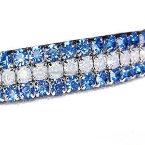 Personnalisé de nombreux modèles toutes formes 5 rangées de cristaux multicolores strass chaîne en métal noir en cuir anglais bracelet de sourcil de cheval - Product Image 3