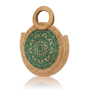 2025 tendance Style bohème Jute sac en gros sacs de plage tissés à la main pour les femmes avec poignée en bois naturel écologique inde - Product Image 2